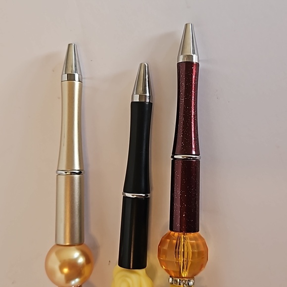 Hand Crafted Beaded Pens Set of 3 Fall Halloween Floral designs Ballpoint Black - Picture 11 of 17